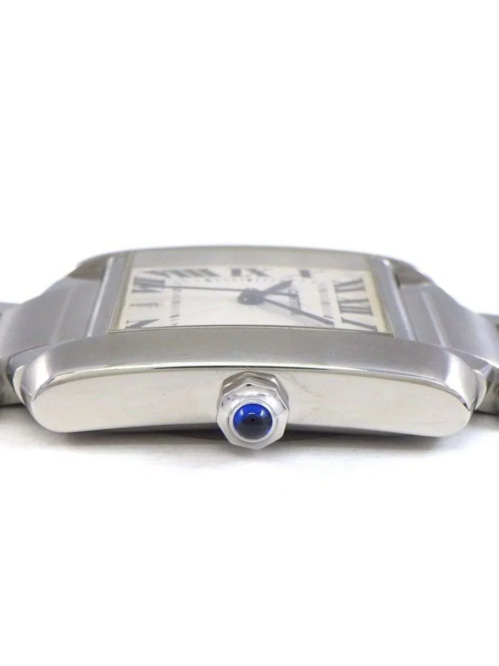 Cartier Watch Tank Francaise LM Date Square Guilloche Silver Dial SS Automatic